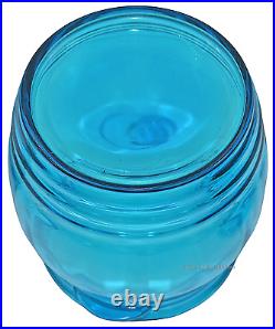 L. E. Smith / Peacock Blue 1970s Retro Large Barrel Cookie Jar with Tab Handles