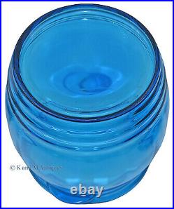 L. E. Smith / Peacock Blue Retro Barrel Cookie Jar with Tab Handles