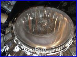 Large 11 Ribbed Smoked Glass Lantern / Candle Holder Jar + Metal Swing Handle