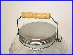Large 3 Gallon GLASS PICKLE JAR with Lid & Bail Handle, Barrel Shape, 13 tall
