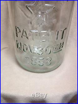 Large 5 Gallon Clear Glass Pickle Jar Mason's 1858 Star Eagle Bale Handle & LID
