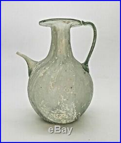 Large Ancient Roman Ca. 100ad Glass Jar With Handle And Spout- R276