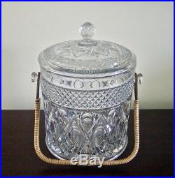 Large Imperial Glass Cape Cod Cookie Jar with Lid & Bamboo Handle
