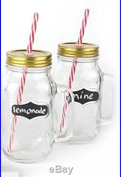 Large Mason Jar Mugs Drinking Glasses With Handle 24 Oz. Pack Of 2 Party Outdoor