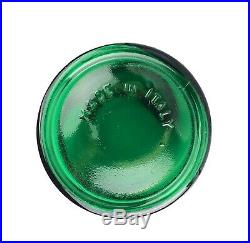 Large Vintage Green Glass Apothecary Jar Italy Glass Lid with Tab Handle 10.5