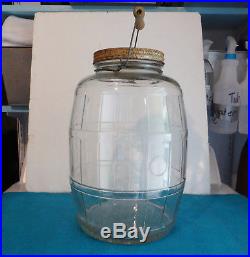 Large Vintage Owens Illinois Glass Pickle Jar with Wooden Handle