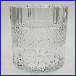 Lead Crystal Fine Cut Glass Biscuit Cookie Jar Heavy Barrel Candy Dish Vintage
