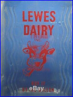 Lewes Dairy 1/2 Gallon Milk Glass Bottle Jar With Metal Handle