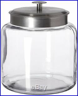 Life Durable Clear Glass 1.5 Gallon Jar With Airtight Lid Brushed Metal New