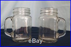 Lot of 12 Mason style jars glasses with handles 16 ounce wedding party favor