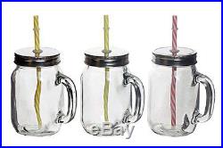 M2cbridge Set of Four(4) 15oz Clear Glass Mason Jar/drinking Jar with Handle-FDA