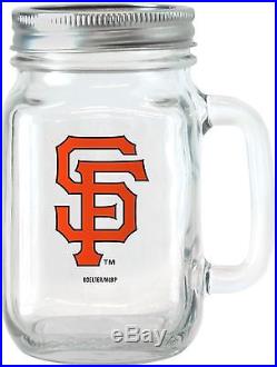 MLB 16 Oz San Francisco Giants Glass Jar With Lid And Handle, 2pk