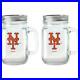 MLB 16 oz New York Mets Glass Jar with Lid and Handle, 2pk