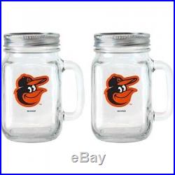 MLB 470ml Baltimore Orioles Glass Jar with Lid and Handle, 2pk. Free Shipping