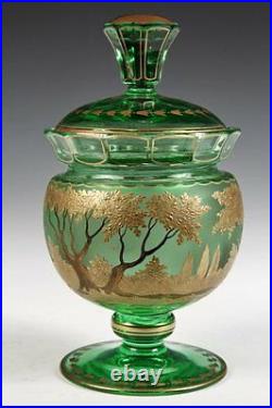 Magnificent Moser Art Nouveau Glass Jar Wolfgang Berndt Enameled-Signed C. 1910