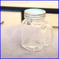 Mason Jar (Blue) Handle Lid-Switch Straw Drinking Mug Glass Party Gift Decor