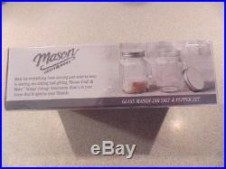 Mason Jar Clear Blue Tinted Glass Salt & Pepper Shakers With Handles BPA free NIB