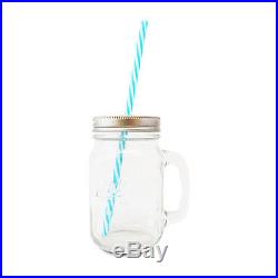 Mason Jar (Clear/Colorless) Handle & Lid + Straw Vintage Drinking Mug Glass Gift