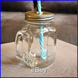 Mason Jar (Clear/Colorless) Handle & Lid + Straw Vintage Drinking Mug Glass Gift