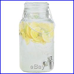 Mason Jar Clear Glass One Gallon Drink Dispenser WithHandle In Pitchers New Nwt