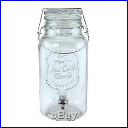 Mason Jar Clear Glass One Gallon Drink Dispenser WithHandle In Pitchers New Nwt