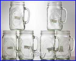 Mason Jar Drinking Glass (Set Of 6) 32oz Country Style Mug With Handle Clear