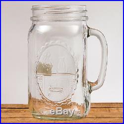 Mason Jar Drinking Mug 32oz Clear Glass Handle Country Hearth VTG Large Stein