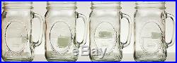 Mason Jar Drinking Mugs 32oz (Set Of 12) Clear Glass Handle Country Hearth VTG