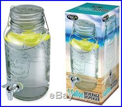 Mason Jar Glass Beverage Dispenser W Wire Handle 1 Gallon bar drink soda party