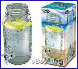Mason Jar Glass Beverage Dispenser with Wire Handle 1 Gallon New