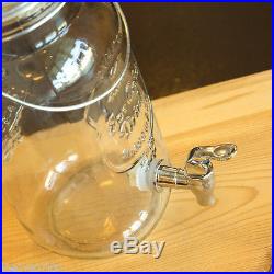 Mason Jar Glass Beverage Dispenser with Wire Handle 3 Liters Bar Party Drink