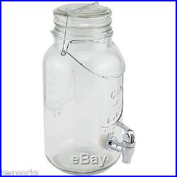 Mason Jar Glass Beverage Dispenser with Wire Handle 3 Liters Bar Party Drink