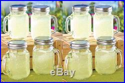Mason Jar Glasses Set 8 Mugs Handle Drinking 16 oz Bar Party Tea Lemonade Cups