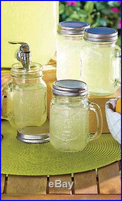 Mason Jar Glasses Set 8 Mugs Handle Drinking 16 oz Bar Party Tea Lemonade Cups