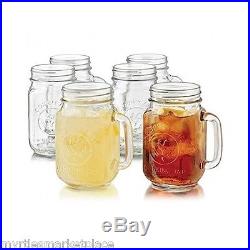 Mason Jar Mug Handle Glass Drinking Country Rooster Wedding Redneck Set of 12