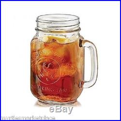 Mason Jar Mug Handle Glass Drinking Country Rooster Wedding Redneck Set of 12