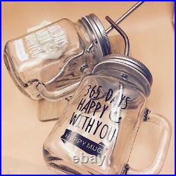 Mason Jar Mugs Classic Insulated Tumbler Water Bottle Metal Lid with Straw