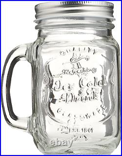 Mason Jar Mugs with Handles Old Fashioned Drinking Glass Set 6 16 oz Each