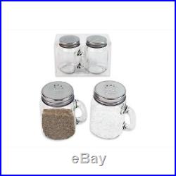Mason Jar Salt & Pepper Pots with handles Metal Lids Kitchen Dining Gift Set