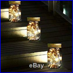 Mason Jar Solar Lights, 30 LED Hanging Outdoor Handle, Lantern For Lawn, 6 Pack