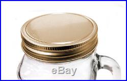Mason Jar with Handle (Gold Lid) Pack of 48