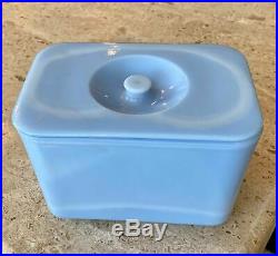 McKee Delphite Poudre Blue 4 X 6 Knob Handled Refrigerator Dish Box Jar