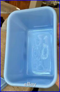 McKee Delphite Poudre Blue 4 X 6 Knob Handled Refrigerator Dish Box Jar