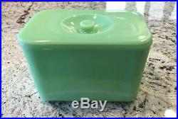 McKee Jadeite Jadite Green 4 X 6 Knob Handled Refrigerator Dish Box Jar