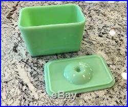 McKee Jadeite Jadite Green 4 X 6 Knob Handled Refrigerator Dish Box Jar