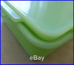 McKee Jadite Tab Handled Square Refrigerator Dish Box Jar Jade-ite Skokie Green