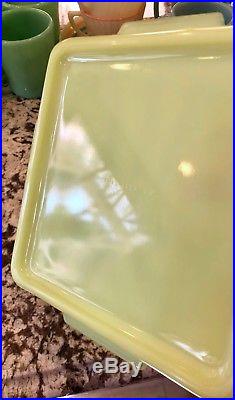 McKee Seville Yellow Glass Square Tab Handled Refrigerator Box Dish Jar Lid
