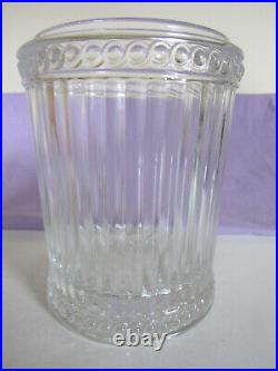 Metropolitan Museum Art 3 faces clear & Frosted Wright glass Biscuit Cracker jar