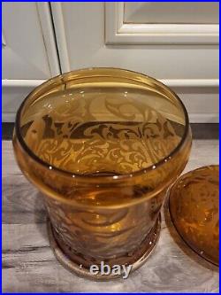 Michael Weems Elise Glass Canister Signed Set of 2 Graduated 11 Inch 2005
