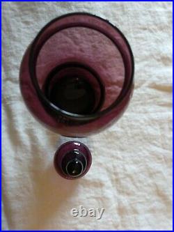 Mid Century Vintage Italy Emploi Style Amethyst Purple Glass Pedestal Jar withlid
